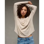 AE Soft & Sexy Long Sleeve Pocket T-Shirt - Oatmeal