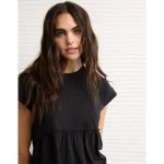AE Sunchaser Knit Tie Back Babydoll T-Shirt - Black