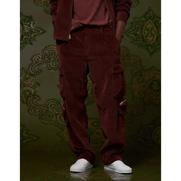 AE x Tru Kolors Relaxed Corduroy Cargo Pant - Burgundy