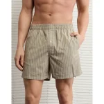 AEO Men's Striped Poplin Pocket Boxer Short - Camo Green