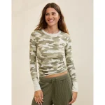 Aerie Essential Crew Layering T-Shirt - Olive Fun