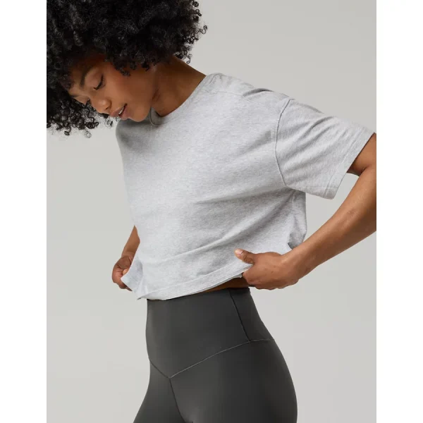 OFFLINE By Aerie Let's Stretch Cropped T-Shirt - Medium Heather Gray