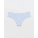 Superchill No Show Cotton Thong Underwear - Eyelet Blue