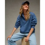 AE Everyday Luxe Quarter Zip Sweatshirt - Navy