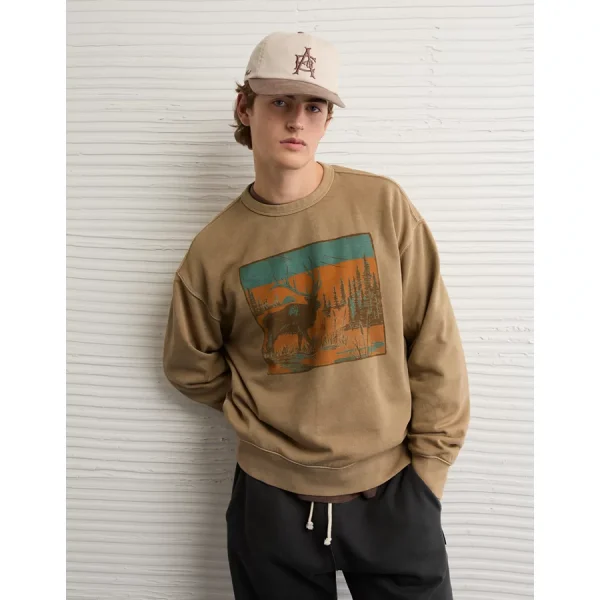 AE Great Outdoors Graphic Sweatshirt - Khaki