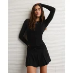 AE Long Sleeve Rhinestone T-Shirt - True Black