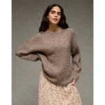 AE Oversized Waffle Sweater - Dark Brown