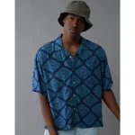 AE Poolside Printed Button-Up Shirt - Navy