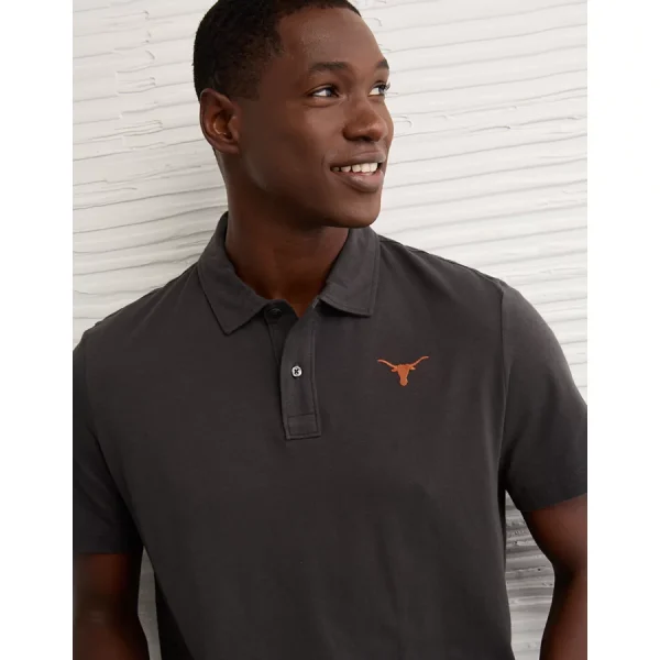AE 24/7 Texas Longhorns Graphic Club Polo Shirt - Heather Gray