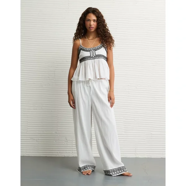 AE Stretch High-Waisted Embroidered Pull-On Pant - Multi