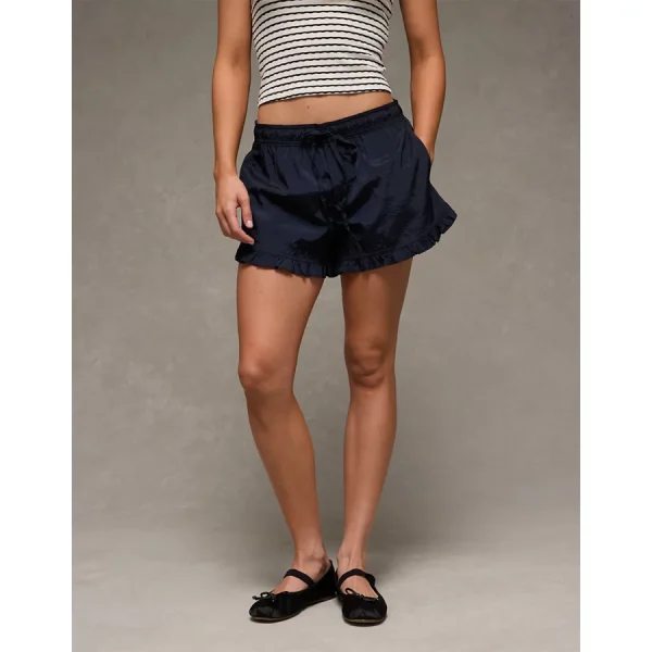 AE Stretch High-Waisted Ruffle Hem Short - Navy