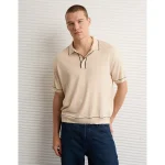 AE Tipped Sweater Polo Shirt - Cream