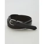 AE77 Premium Raffia Leather Belt - Black