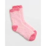 Aerie Fuzzy Crew Socks - Playful Pink
