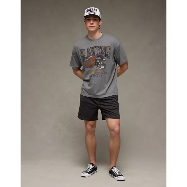 NFL Boxy Baltimore Ravens Graphic T-Shirt - Charcoal Heather Gray