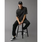 AE Boxy Sueded Jersey T-Shirt - Gray