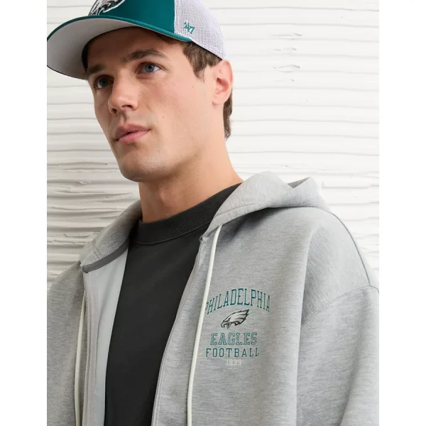 NFL Philadelphia Eagles Graphic Zip-Up Hoodie - Gray Heather