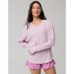 OFFLINE By Aerie Wow! Waffle Notch Neck Long Sleeve T-Shirt - Orchid