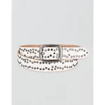 Old Trend Studded Leather Belt - Cream