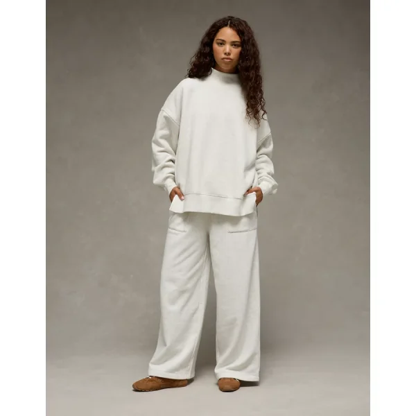 AE Everyday Luxe Wide-Leg Sweatpant - Heather Gray