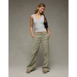 AE High-Waisted Wide Leg Trouser - Olive