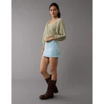 AE Next Level Low-Rise Denim Micro Skort - Light Wash