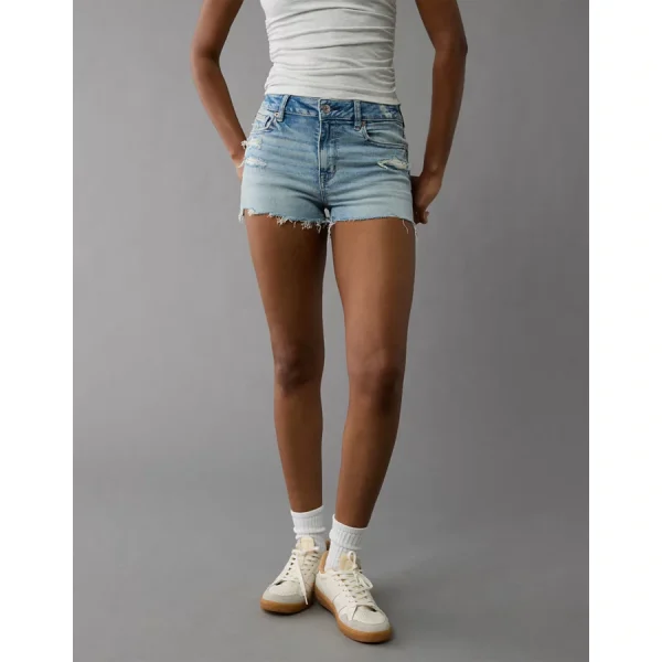 AE Next Level Ripped High-Waisted Denim Short Short - Royally Light
