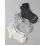 AE Quarter Crew Socks 3-Pack - Dark Heather Gray