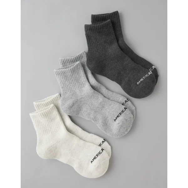 AE Quarter Crew Socks 3-Pack - Dark Heather Gray