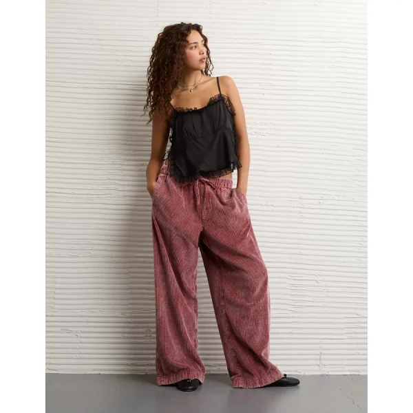 AE Stretch Corduroy Low-Rise Baggy Wide-Leg Pant - Earthen