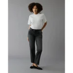 AE Stretch Curvy Straight Jean - Black Slash