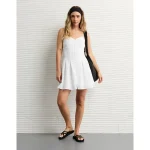 AE Sweetheart Button-Up Mini Dress - Ecru Denim