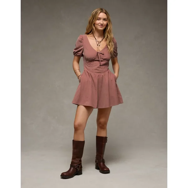 AE V-Neck Corduroy Mini Dress - Just Rosey