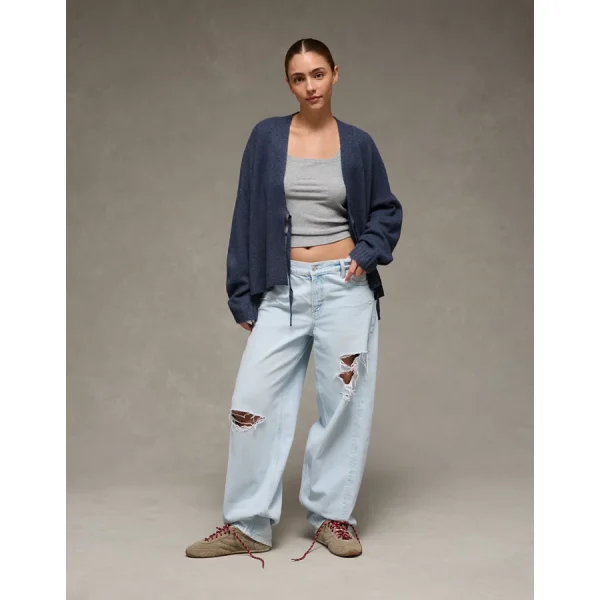 AE Whoa So Soft Tie-Front Cardigan - Cobalt Jewel