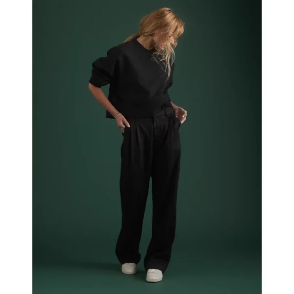 AE77 Premium Pleated Trouser Pant - Black