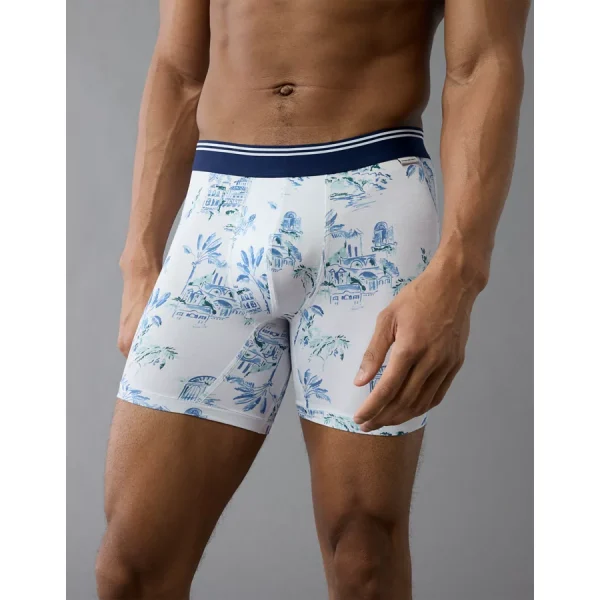 AEO Men's Scenic Slim Knit Ultra Soft Boxer Short - Blue