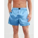 AEO Men's Solid Satin Pocket Boxer Short - Washed Blue