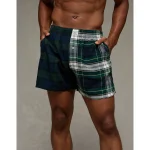 AEO Plaid Stretch Boxer Short - Navy