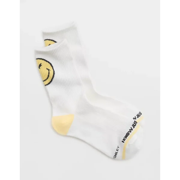 Aerie Ribbed Cotton Crew Socks - Yellow Notes