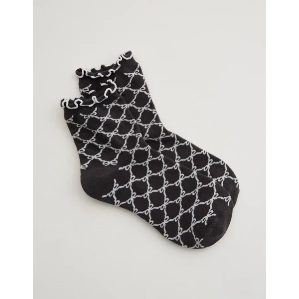 Aerie Scallop Tipping Bobby Socks - Smoked Gray