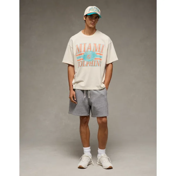 NFL  Boxy Miami Dolphins Graphic T-Shirt - Bone Khaki