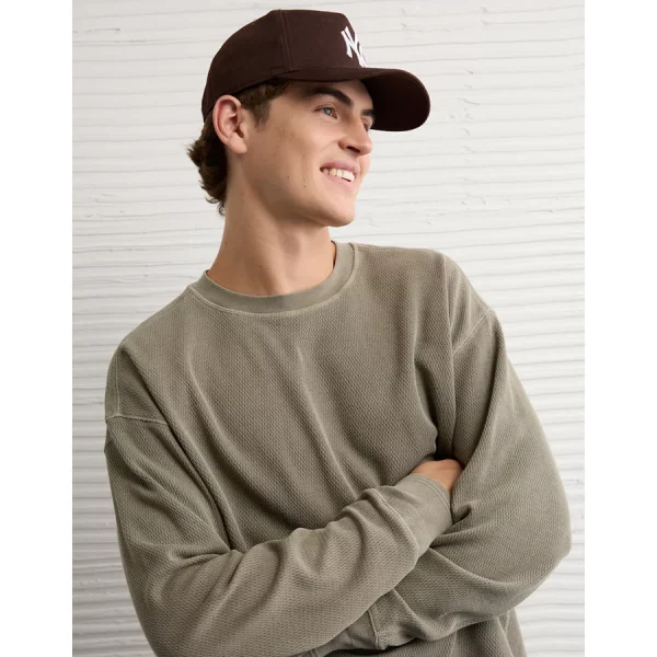 AE Boxy Washed Thermal Shirt - Olive