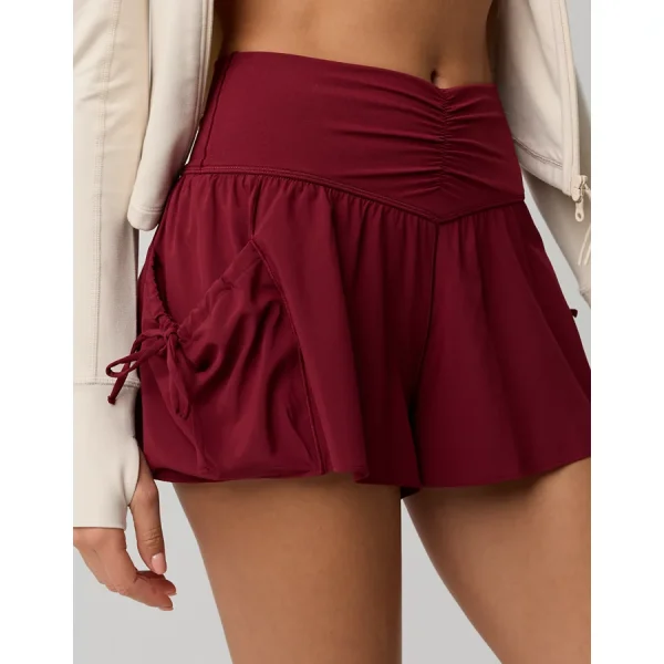 OFFLINE By Aerie Real Me Ruched Pocket Flowy Short - Deep Cherry