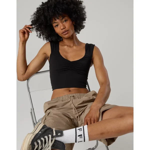 OFFLINE By Aerie Real Me XTRA Ruched Top - True Black