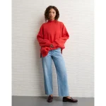 AE Everyday Luxe Mock Neck Sweatshirt - Cherry