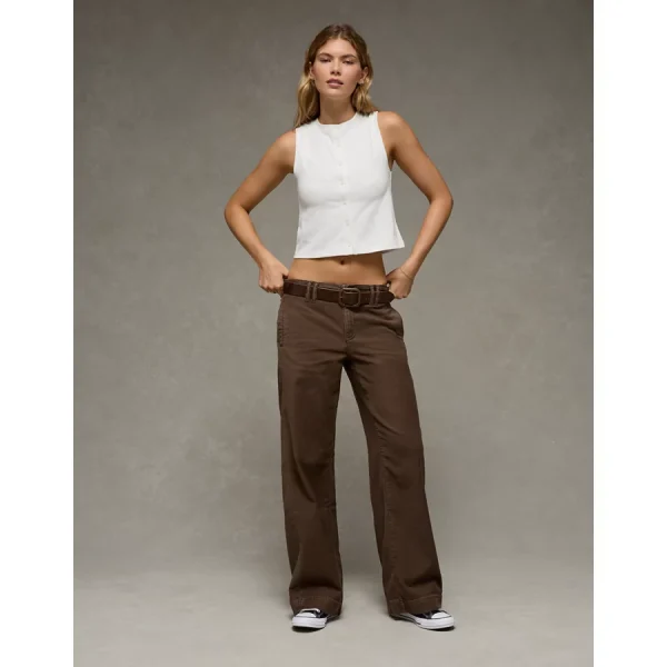 AE High-Waisted Wide Leg Trouser - Coffee