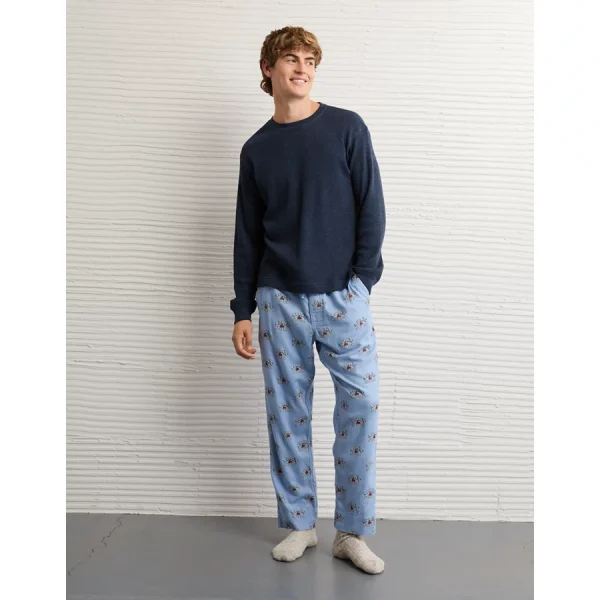 AE Snoopy Flannel PJ Pant - Light Blue