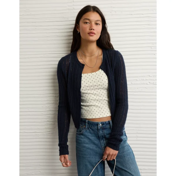 AE Square Neck Polka Dot Tank Top - White