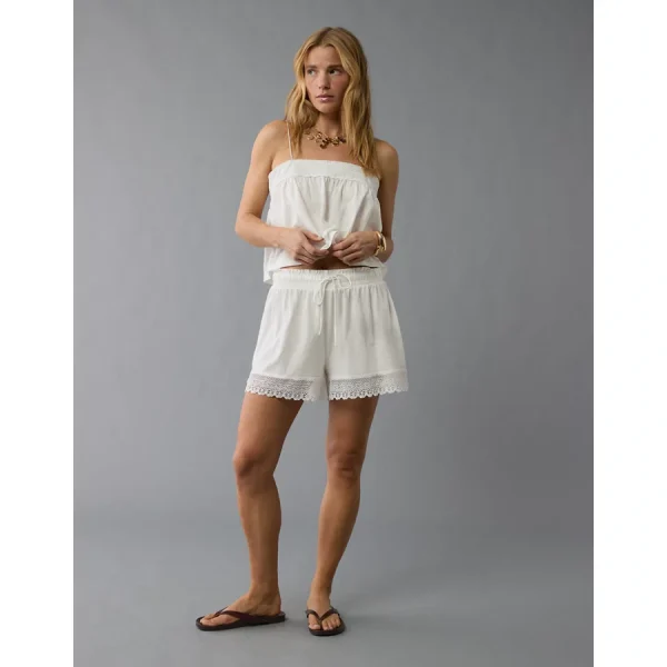 AE Sunchaser Knit Lace Trim Short - Raw White