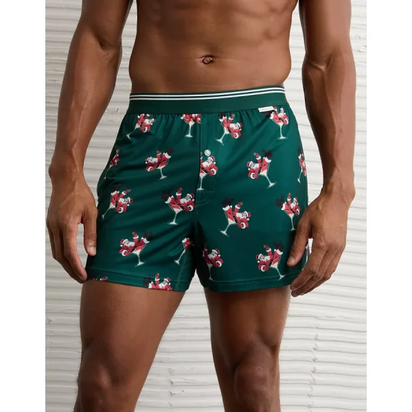 AEO Men's Ultra Soft Santa Pocket Boxer Short - Green